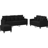  3-dijelni set sofa s jastucima crni od tkanine | shoptok.hr