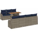 vidaXL Vrtna sedežna garnitura z blazino 8 pcs siva in mornarsko modra, (5000063196) | Shoptok.si