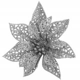  Božićni ukras “Božićna zvijezda” 11 × 11 cm, srebrna sa šljokicama | shoptok.hr
