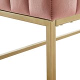 XORA klop brez naslona, kovina, tekstil zlate barve, sivoroza | Shoptok.si