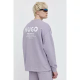Hugo Blue Bombažen pulover moška, vijolična barva