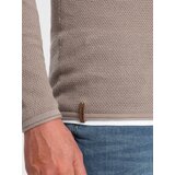 Ombre Men's cotton sweater with round neckline - cold beige | Shoptok.si
