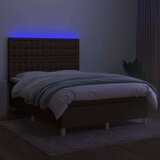  Box spring postelja z vzmetnico LED temno rjava 140x200cm blago, (20901971) | Shoptok.si