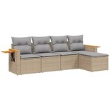  The Living Store Vrtna sedežna garnitura 5-delna z blazinami bež poli ratan - Vrtna Sedežna Garniture, (21443128) | Shoptok.si