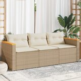 Maison Chic Vrtni kavč - Zunanji kavč z blazinami 3-sedežni bež poli ratan, (22040962) | Shoptok.si