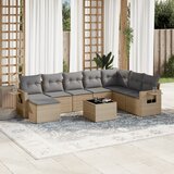 Maison Chic Seti vrtnega pohištva - Vrtna garnitura 9-delna z blazinami bež poli ratan, (21804529) | Shoptok.si