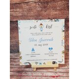  Vabilo za krst z angelčkom in rožicami modro REK126 | Shoptok.si