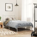 Maison Chic Kovinski Posteljni okvir - Enojna postelja - Postelja za odrasle z vzglavjem bel 90x200 cm, (21694902) | Shoptok.si