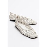LuviShoes ARCOLA Women's White Knitted Patterned Flats Cene