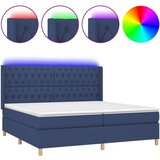 Krevet box spring s madracem LED plavi 200x200 cm od tkanine | shoptok.hr