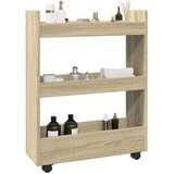 vidaXL Uska kolica za pohranu s 3 razine boja hrasta konstruirano drvo | shoptok.hr