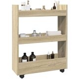 vidaXL Voziček za shranjevanje 3-nadstropni sonoma hrast les | Shoptok.si