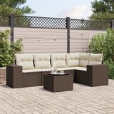 Maison Chic Seti vrtnega pohištva - Vrtna garnitura - Vrtni pohištvo set 6-delna z blazinami rjav poli ratan, (21807274) | Shoptok.si