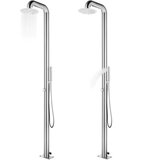 vidaXL Vrtni tuš s sivim podstavkom 230 cm nerjaveče jeklo, (21416175) | Shoptok.si