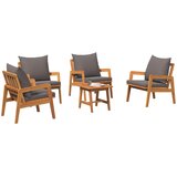 Bistro set s jastukom 5 pcs Smeđa Čvrsto drvo akacije | shoptok.hr