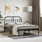 The Living Store Kovinski posteljni okvir z vzglavjem črn 120x190 cm - Posteljni Okvir, (21529275) | Shoptok.si