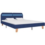 Maison Chic Posteljni okvir - Dvoposteljna postelja - Zakonska postelja z LED osvetlitvijo modro blago 160x200 cm, (21694091) Cene