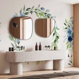 Foto tapeta - Romantic wreath - plant motif with blue flowers and leaves 500x350 | shoptok.hr