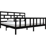  Okvir za krevet od masivne borovine crni 200 x 200 cm | shoptok.hr