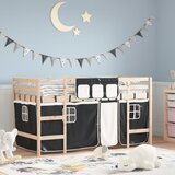 Dječji krevet na kat i zavjese crno-bijeli 80 x 200 cm borovina | shoptok.hr