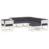 Maison Chic Seti vrtnega pohištva - Vrtna garnitura - Vrtni pohištvo set 8-delna z blazinami bela trdna borovina, (21798875) | Shoptok.si