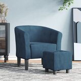  Zaobljena fotelja s tabureom tamnoplava baršunasta | shoptok.hr