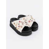 SEASTAR White flip-flops on a black platform with pins | Shoptok.si