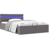  Hidraulični okvir za krevet od umjetne kože LED sivi 140x200 cm | shoptok.hr