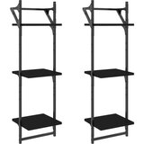  The Living Store Stenske police s prečkami 3-nadstropne 2 kosa črne 30x25x100 cm - Stenska Polica, (21444234) | Shoptok.si
