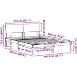  Okvir kreveta s uzglavljem Smeđa i svijetlo siva 135 x 190 cm | shoptok.hr