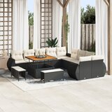 vidaXL 13-delni vrtni sofa set z blazinami črnega poli ratana, 3-delni vrtni jedilni set z blazinami črnega poli ratana | Shoptok.si