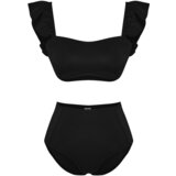 Trendyol Black Bralette Ruffled Textured High Waist Bikini Set