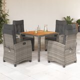  Vrtna garnitura - 5-dijelni vrtni blagovaonski set sivi od poliratana - Dužina stola 90 cm Sa naslonom za noge 4 | shoptok.hr
