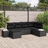 vidaXL 6-delni vrtni zofe set z blazinami Črna poli ratan | Shoptok.si