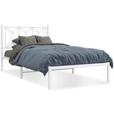 Maison Chic Kovinski Posteljni okvir - Dvoposteljna postelja - Zakonska postelja z vzglavjem bel 107x203 cm, (21692869) | Shoptok.si