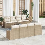 vidaXL 7-dijelni vrtni sofa set s jastučićima bež poli ratan Cijene