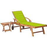 Maison Chic Ležalnik - Sončna ležalnik z mizico in blazino trdna tikovina, (22043346) | Shoptok.si