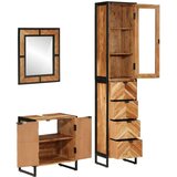 vidaXL 3-dijelni set kupaonskog namještaja od željeza i drva bagrema | shoptok.hr