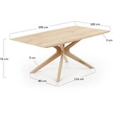 Kave Home Jedilna miza z mizno ploščo v hrastovem dekorju 100x200 cm Armande – | Shoptok.si