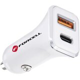 forcell auto punjač USB 3.0 + USB C Quick Charging + Power Delivery PD20W 4A CC-QCPD01 bijeli | shoptok.hr