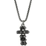 Ogrlica Chain Cross - Crna / Srebrna KP29313 | Shoptok.si
