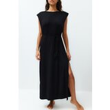 Trendyol Black Maxi Knitted Tie Beach Dress | shoptok.hr