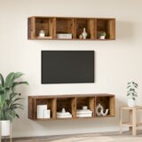  Set TV stalka s policom s pohranom 3 pcs Staro drvo Konstruirano drvo | shoptok.hr