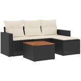 Maison Chic Seti vrtnega pohištva - Vrtna garnitura - Vrtni pohištvo set 5-delna z blazinami črn poli ratan, (21816306) | Shoptok.si
