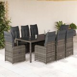 vidaXL vrtna bistro garnitura 9-delna z blazinami siv poli ratan | Shoptok.si
