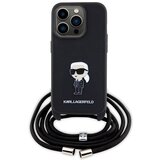 Karl Lagerfeld Ovitek KLHCP15LSASKNPSK, Iphone 15 Pro, črn s paščkom, (20844970) Cene