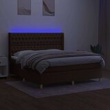  Box spring postelja z vzmetnico LED temno rjava 160x200cm blago, (20901621) | Shoptok.si