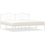 Metalni Kovinski posteljni okvir z vzglavjem bel 193x203 cm | Shoptok.si