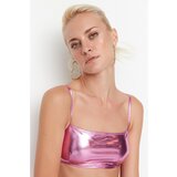 Trendyol Pink Shiny Fabric Strapless Bikini Top Cene