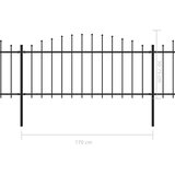 vidaXL Vrtna ograda s ukrasnim kopljima (0,5-0,75) x 6,8 m čelična crna | shoptok.hr